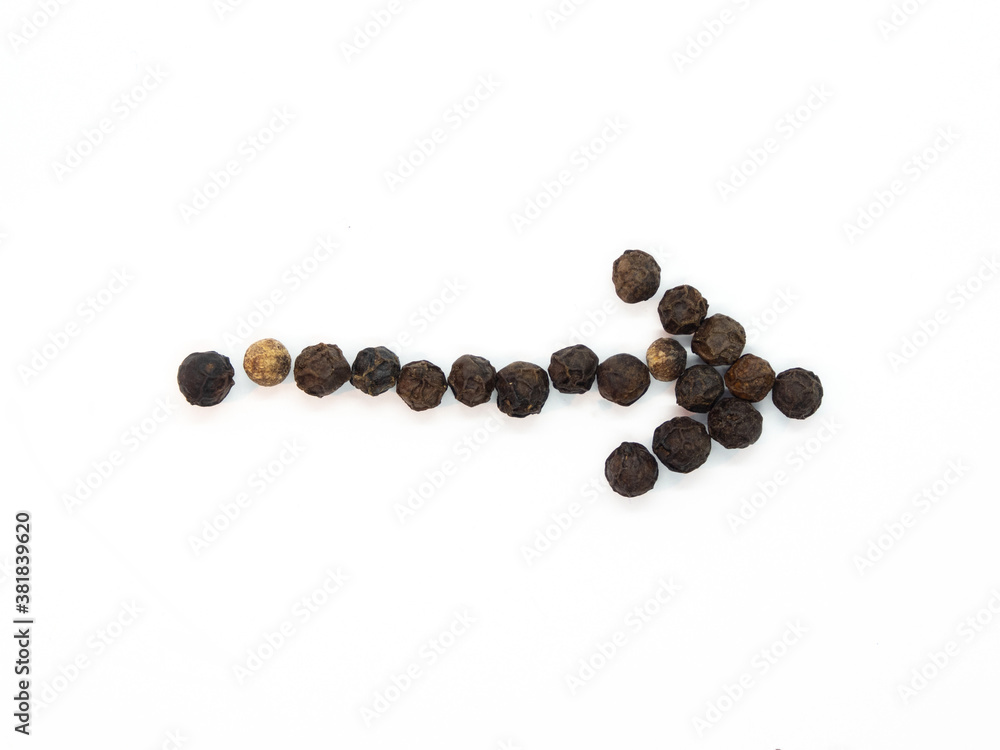 Black pepper arrow in right direction. Isolated tasty, background herb, spice arrows, peppercorn for social media banner. Black pepper arrow in right direction. Isolated tasty, background herb, spice arrows, peppercorn for social media banner.