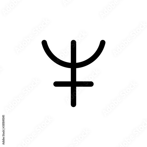 Neptune planet symbol. Vector sign. Astrological calendar. Zodiacal black and white horoscope. Outline illustration. Jyotisha. Hinduism, Indian or Vedic astrology