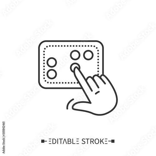 Braille directions line icon. Blind people tactile orientation. Accessible city. Barriers-free environment and social adapting for disabled people.Isolated vector illustration. Editable stroke 