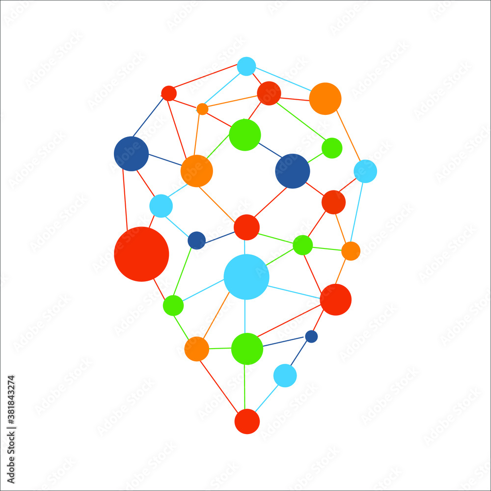 Location GPS icon colorful connected dots digital modern flat vector icon logo Location GPS icon colorful connected dots digital modern flat vector icon logo
