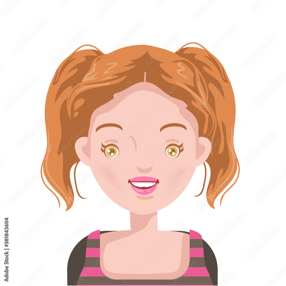 Girl of head, face and hairstyle. Character of Caucasian women personality. Girl of head, face and hairstyle. Character of Caucasian women personality.