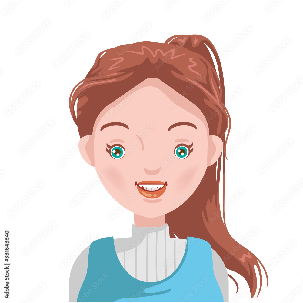 Girl of head, face and hairstyle. Character of Caucasian women personality. Girl of head, face and hairstyle. Character of Caucasian women personality.