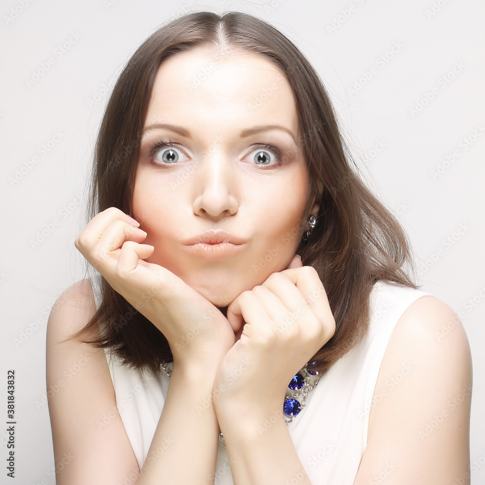 close up portrait young emotional woman close up portrait young emotional woman