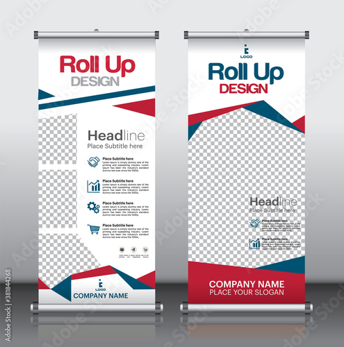 roll up brochure flyer banner design vertical template vector, abstract geometric background, modern x-banner and flag-banner,rectangle size.