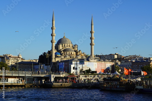 Istanbul, Turkey - August, 2020: Stunning Panoramic view of Ortakoy Istanbul landscape beautiful sunrise with clouds Ortakoy Mosque and Bosphorus Bridge. Best touristic destination of Istanbul. The