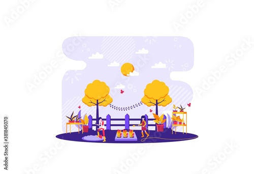 replanting after harvest in the backyard. Vector illustration