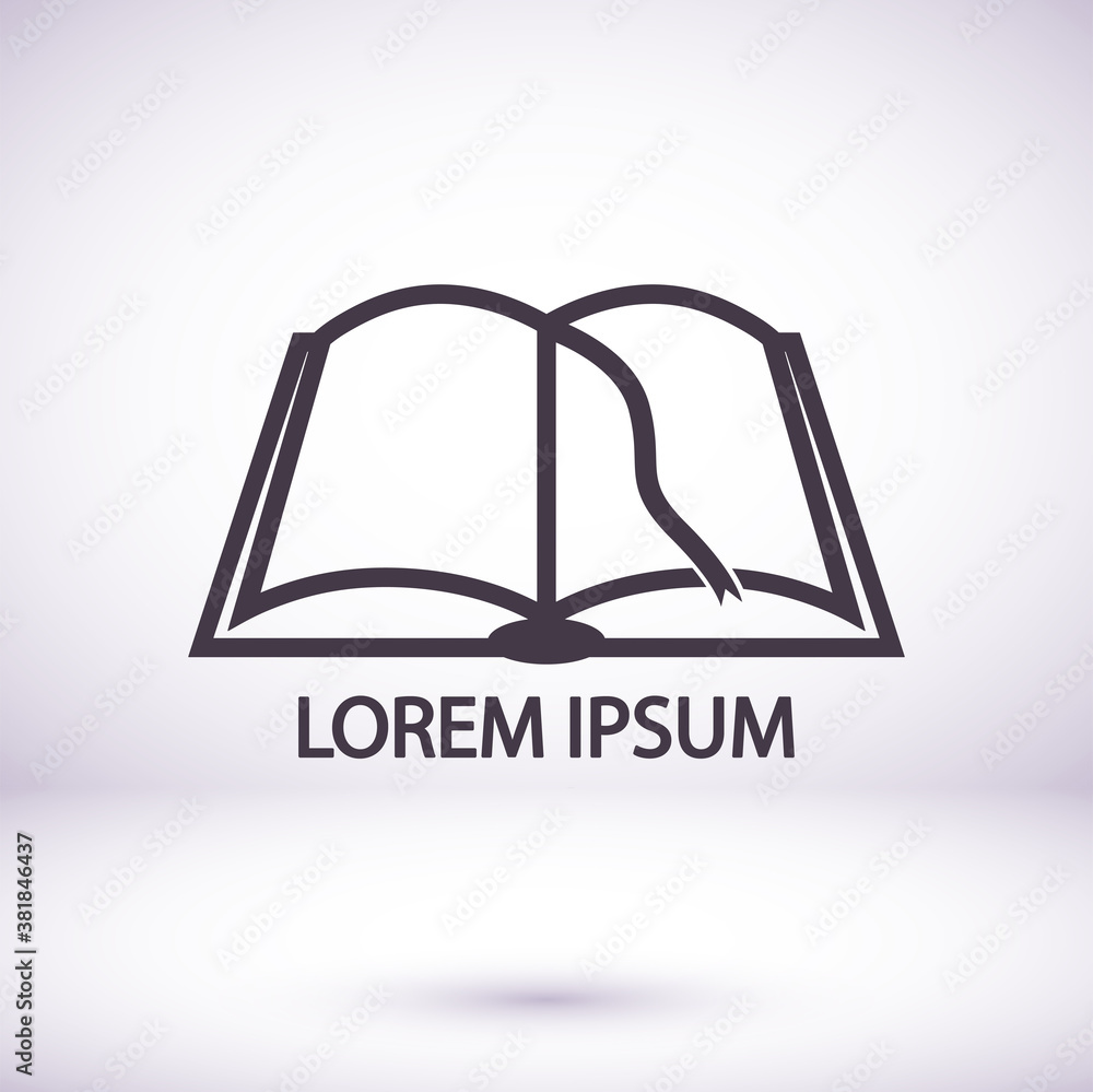 Black open book with text icon. vector icon be used as logo for bookstore or shop, vector icon library, educational or learning concept etc.vector icon Black open book with text icon. vector icon be used as logo for bookstore or shop, vector icon library, educational or learning concept etc.vector icon