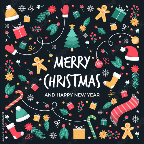 Fondo de Navidad en estilo flat
