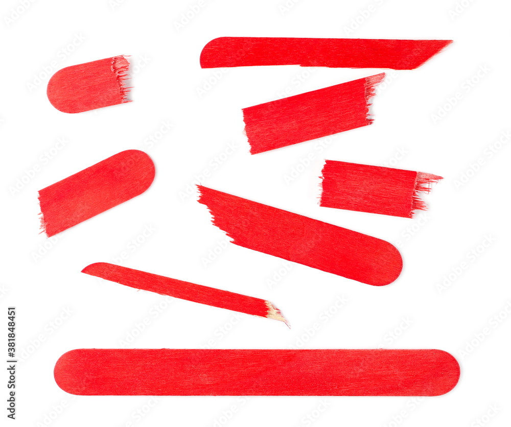 Φωτογραφία Red wooden medical tongue depressor, throat inspection spatula, isolated on whit