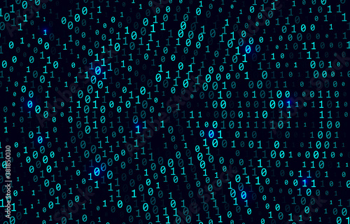 A stream of binary matrix code on the screen. numbers of the computer matrix.