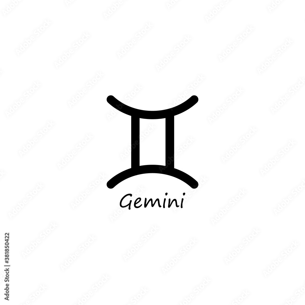 Gemini icon. Zodiac line black symbol. Vector isolated on white. Gemini icon. Zodiac line black symbol. Vector isolated on white.