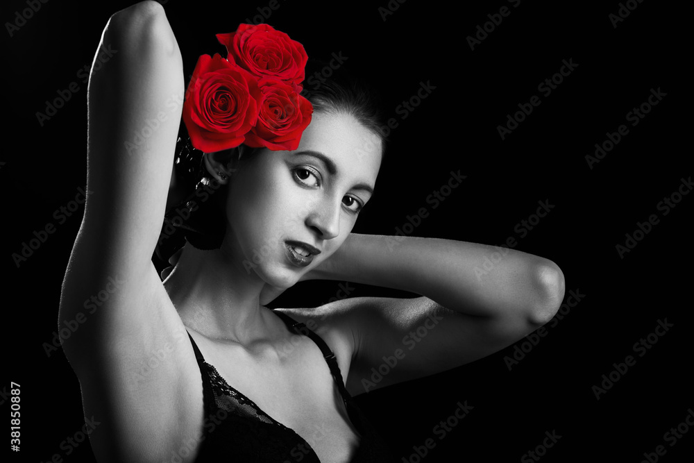 woman with rose