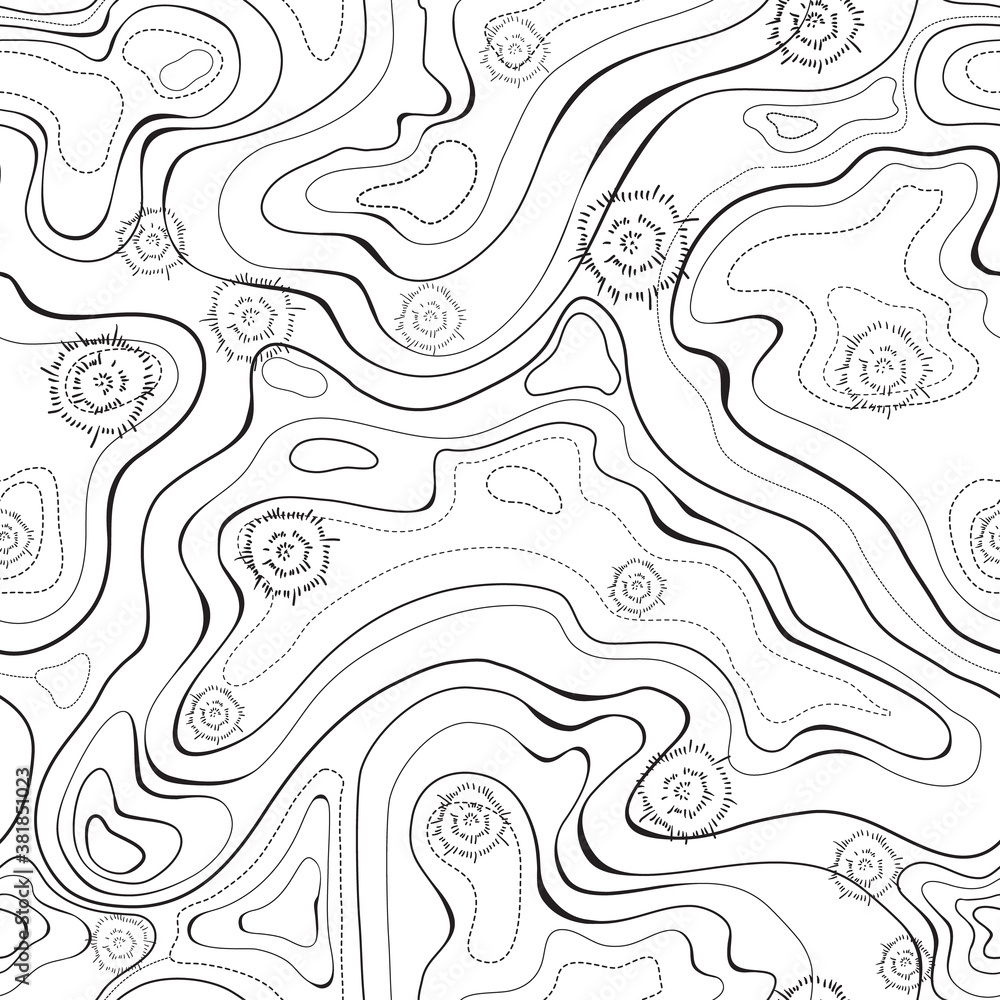 Topographic map seamless pattern
