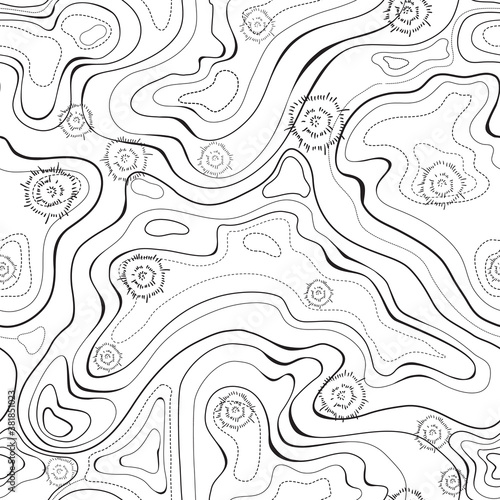 Topographic map seamless pattern