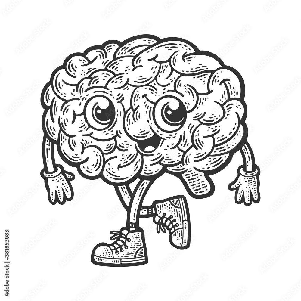 cartoon brain sketch raster illustration cartoon brain sketch raster illustration
