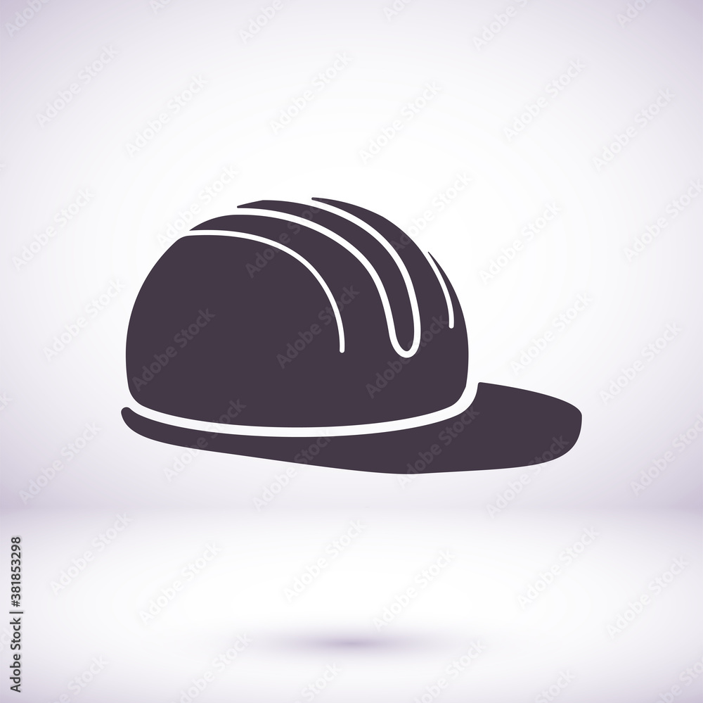 Job safety equipment helmet or hat for industrial safety black and white icon vector. Security for industry or construction uniform concept icon vector illustration isolated on white icon vector Job safety equipment helmet or hat for industrial safety black and white icon vector. Security for industry or construction uniform concept icon vector illustration isolated on white icon vector