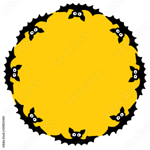 Round frame With bats. Happy Halloween. Border, background for greeting card, invitation, party poster, banner