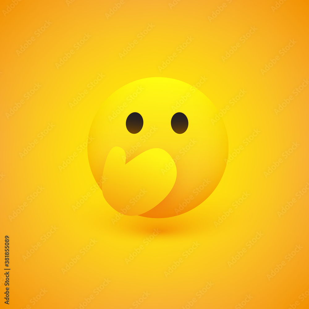 Fototapeta premium Surprised Emoticon Covering His Mouth with Hands - Simple Emoticon on Yellow Background - Vector Design Illustration