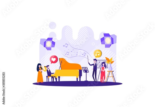 little man illustration. orchestral musical performances. Vector illustration