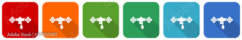 Water icon set, flat design vector illustration in 6 colors options for webdesign and mobile applications