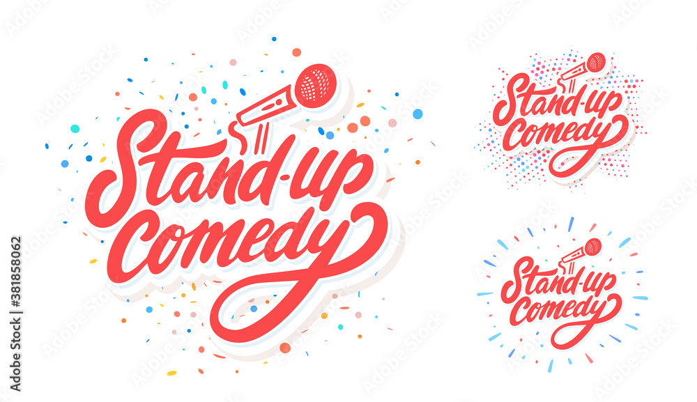 Stand-up comedy. Vector hand drawn banners set.