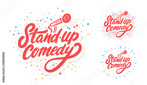 Stand-up comedy. Vector hand drawn banners set.