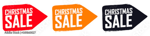 Set Christmas Sale banners, discount tags design template, vector illustration