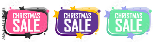 Set Christmas Sale banners, discount tags design template, vector illustration