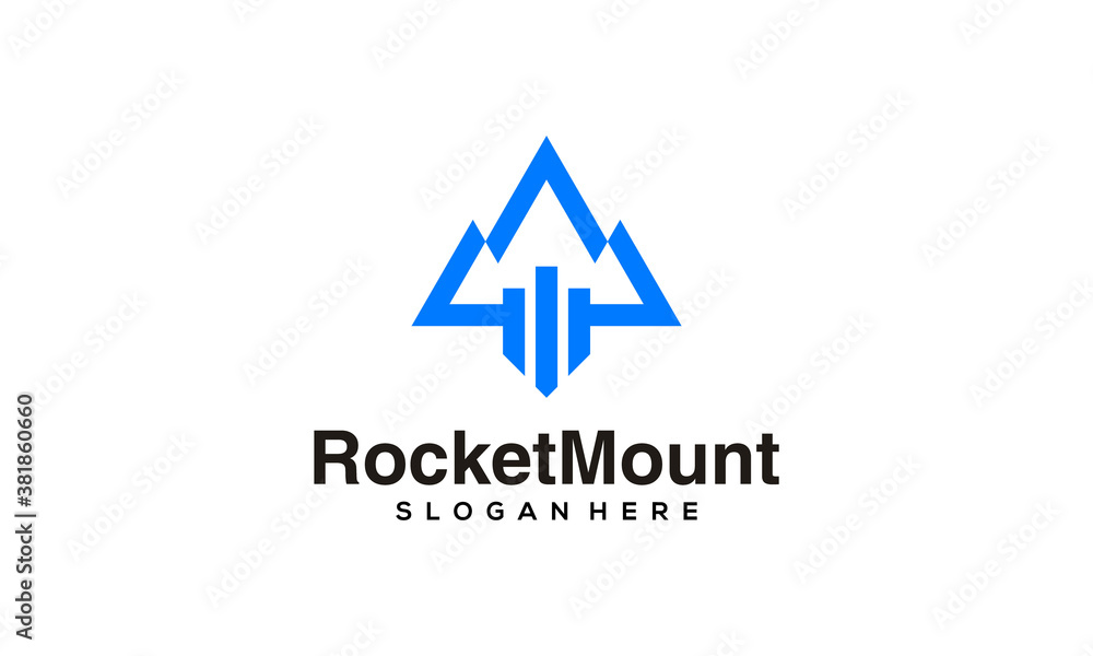 Combination logo from mountain and rocket logo design concept Combination logo from mountain and rocket logo design concept