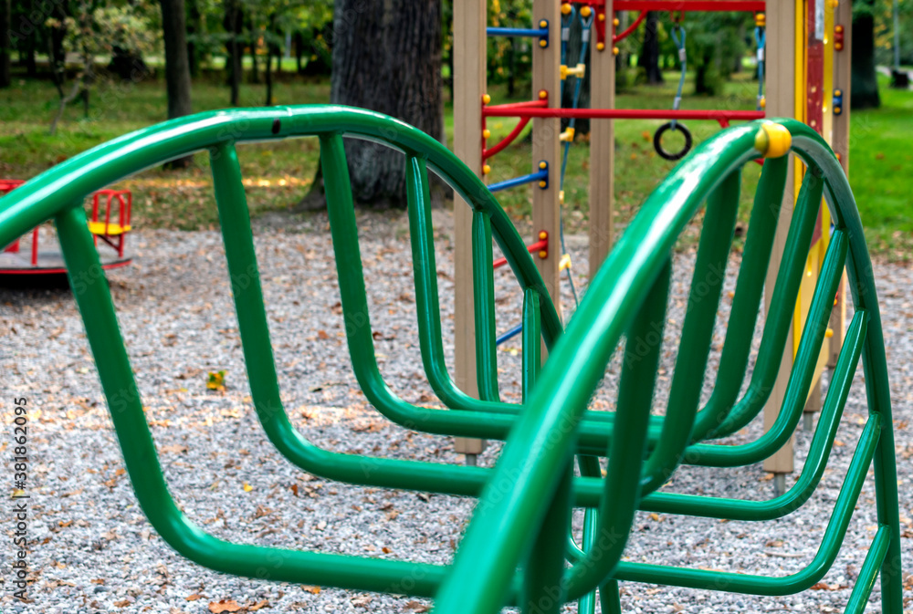 Childs playground in nature. Green climbing equipment, ladders, ropes. Childs playground in nature. Green climbing equipment, ladders, ropes.