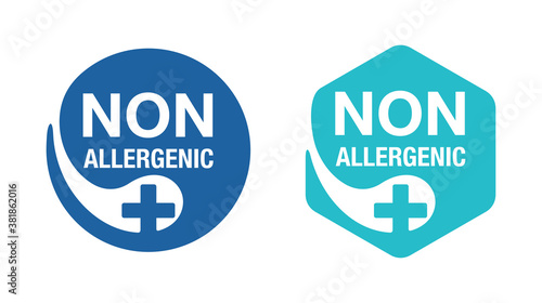 Non allergenic stamp for products which not contains allergens - hexagonal and circular versions