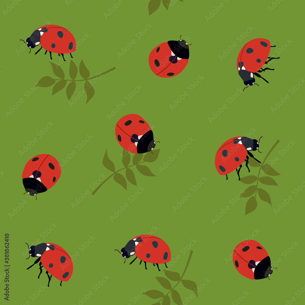 Seamless vector illustration with ladybugs Seamless vector illustration with ladybugs
