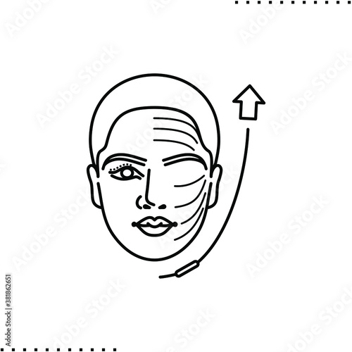 plastic surgery and face lifting,  thread lift vector icon in outlines