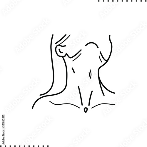plastic surgery and chin correction vector icon in outlines
