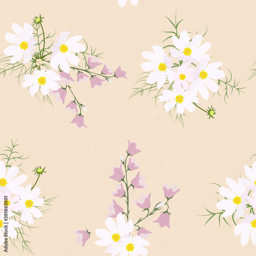 Vector seamless illustration with bells and a kosmeja Vector seamless illustration with bells and a kosmeja