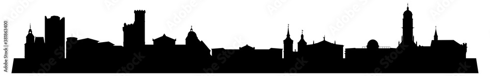 Skyline der Stadt Göttingen mit Universität, Rathaus und vielen Sehenswürdigkeiten der Stadt.