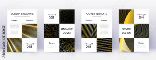 Business brochure design template set. Gold abstra
