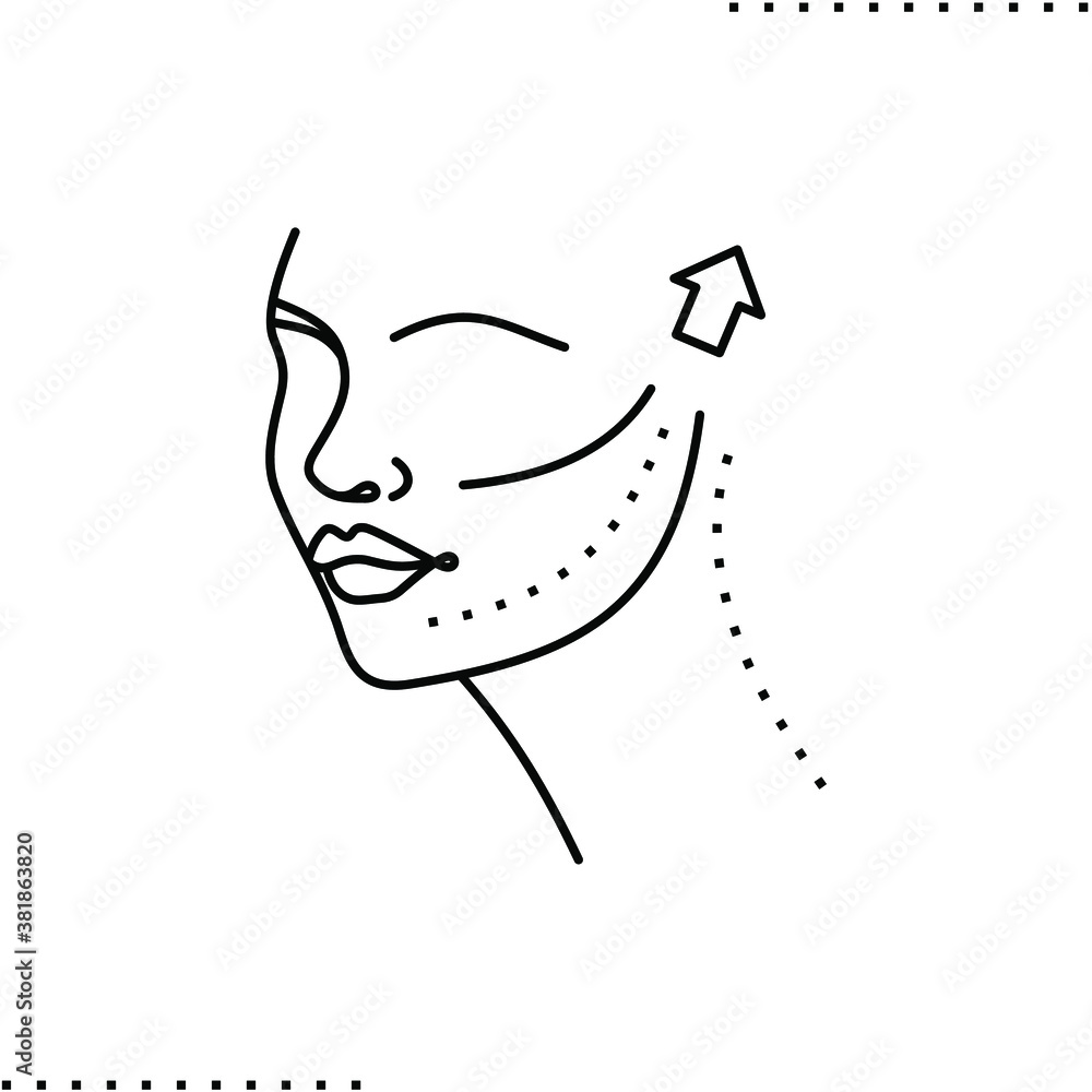 plastic surgery, facelift  vector icon in outlines - obrazy, fototapety, plakaty 