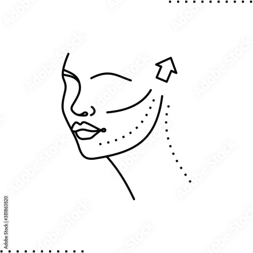 plastic surgery, facelift  vector icon in outlines