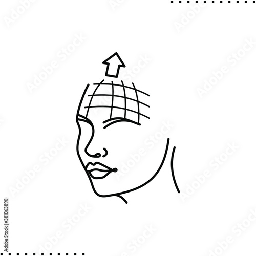 plastic surgery and body shape correction, forehead lift  vector icon in outlines