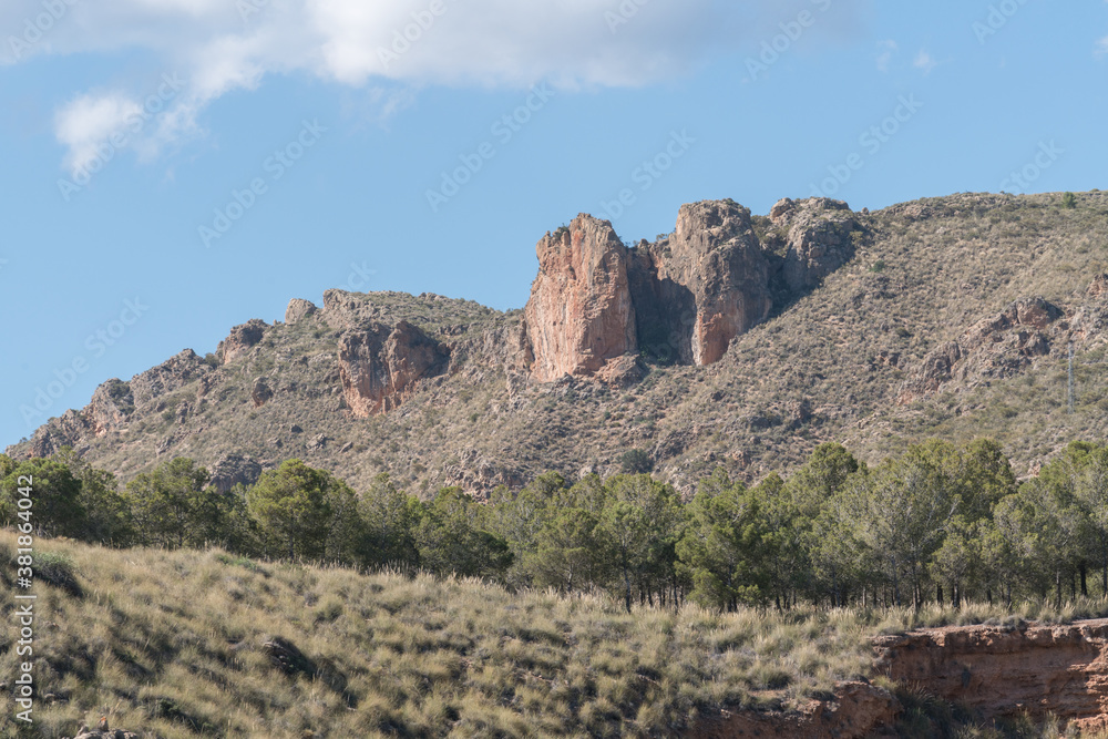 large rocks on a side of a mountain in southern Spain