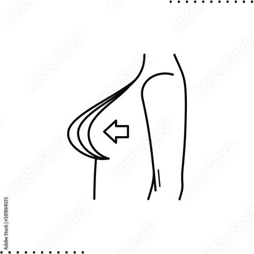 plastic surgery and body shape correction,   breast augmentation vector icon in outlines