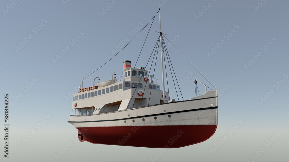 3D illustration. Historical passenger ship