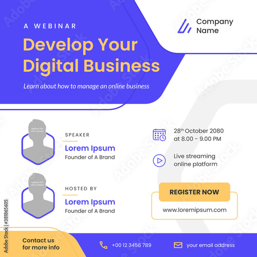 webinar social media poster template vector	
