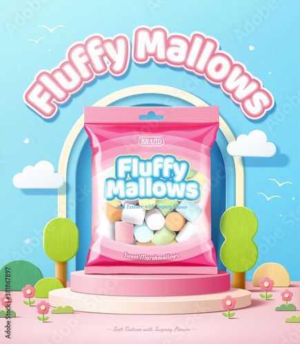 Fluffy and sweet marshmallows ad