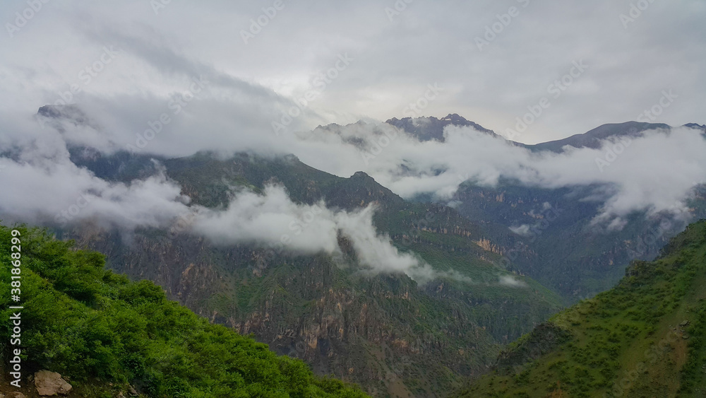 foggy mountains and landscape
