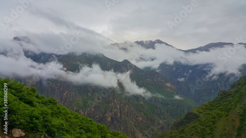 foggy mountains and landscape 