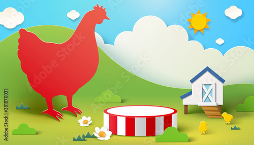 Farm theme display podium