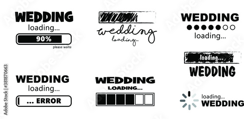 Keel calm wedding is loading bar Vector icon icons sign sign fun funny day background get married weekend party couple wedding rings ceremony bride just married error groom grooms love romance romatic