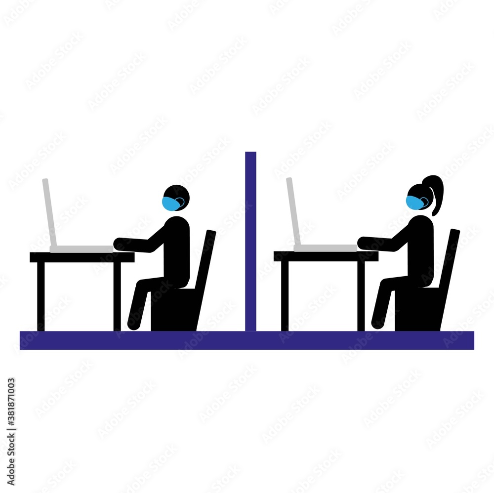 Keep a social distance at work and be safe. Use medical masks to protect against coronavirus. Keep a social distance at work and be safe. Use medical masks to protect against coronavirus.